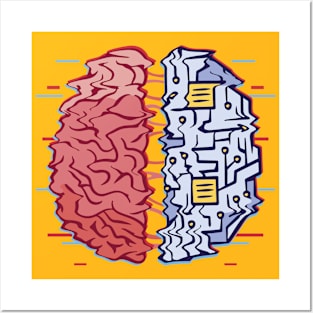 Machine human brain Posters and Art